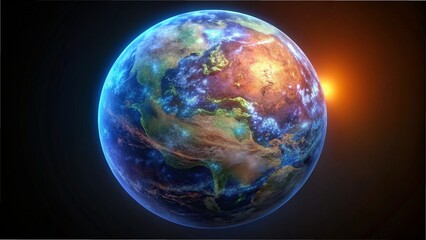 planet earth on black background