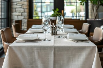 Wall Mural - A long table with many chairs and a tablecloth