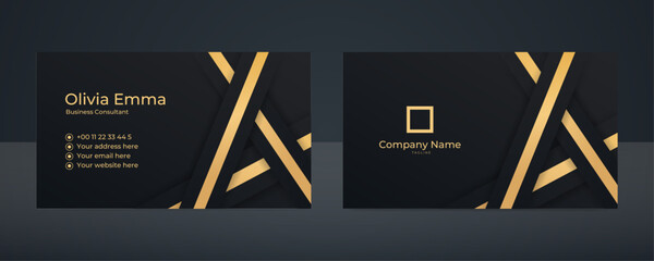 Luxury corporate business card design. Black and gold elegant template