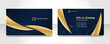 © petrukjowodesign - Elegant blue black gold luxury horizontal business card, Luxury blue and gold business design card