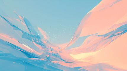 Poster - Abstract pastel blue and pink landscape with white particles, for design, futuristic, and technology