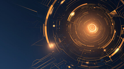 Poster - Abstract blue and orange technology background with copy space text, for technology, design, and futuristic