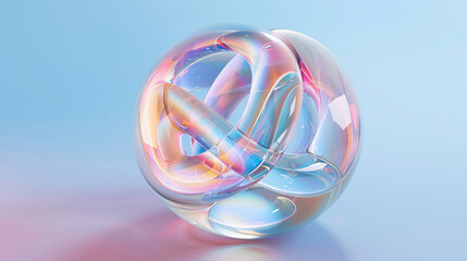 Poster - Abstract 3D render of a glass sphere with a rainbow effect, for design, art, and technology