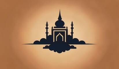 Wall Mural - silhouette of mosque and cloud vector