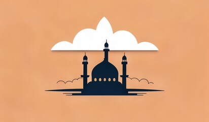 Wall Mural - silhouette of mosque and cloud vector