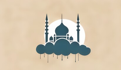 Wall Mural - silhouette of mosque and cloud vector