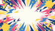 © Curva Design - colorful comic abstract pop art background featuring a  white starburst framed by dynamic thunder and stars.