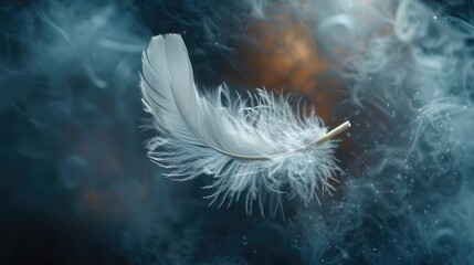Poster - feather wool and blur on a dark backdrop