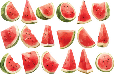 Canvas Print - slice watermelon watercolor clipart	