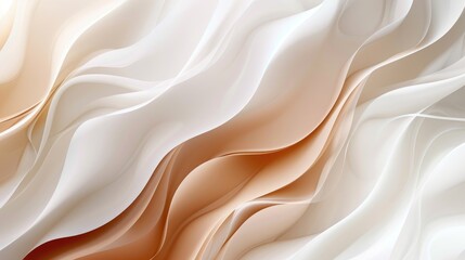 Canvas Print - Cosmetic nature concept with abstract white brown and creamy gradient with wave lines design texture background