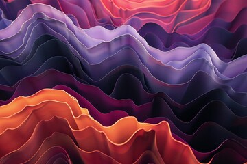 Poster - 3D illustration of a wave pattern with layered curves and gradients , generated by ai