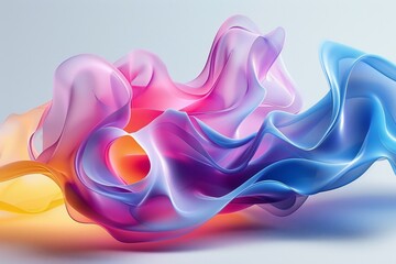 Sticker - 3D rendering of an abstract organic shape with smooth curves and vibrant colors , generated by ai