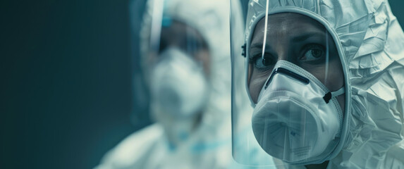 Poster - Close up of doctors wearing protective gear in an operating room