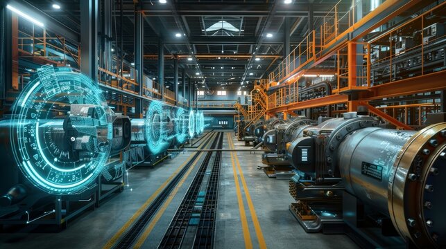 A sleek AI-powered predictive maintenance center for industrial machinery