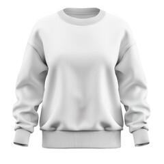 Wall Mural - 3d white sweatshirt sweater long sleeve template for woman front view on transparency background PNG
