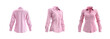 © Sim - Set of 3d pink long sleeve collar woman shirt back view full length on transparency background PNG