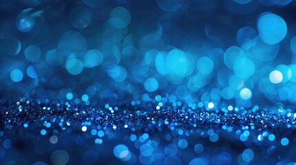 Abstract background of blue bokeh lights