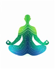 abstract illustration of a person meditating, with a colorful gradient, representing calmness, zen, 