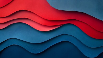 Wall Mural - Mesmerizing Red and Blue Paper Craft Layers in Minimal Abstract Wallpaper Background