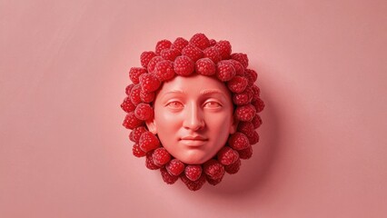 Sticker - Face Surrounded by Raspberries.