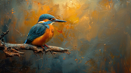 Wall Mural - kingfisher on a branch