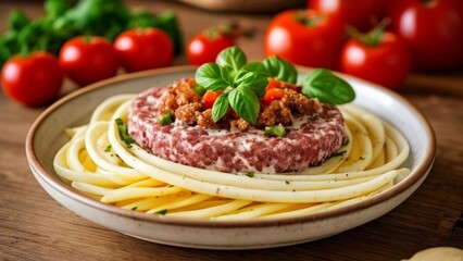 Poster -  Delicious pasta dish with fresh herbs and tomatoes