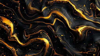 Wall Mural - Gold and black swirl pattern with gold specks