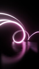 Aufkleber - abstract futuristic neon background with running glowing ascending lines, Vibrant light trail
