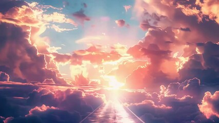 Wall Mural - beautiful sky with bright sun shining through clouds