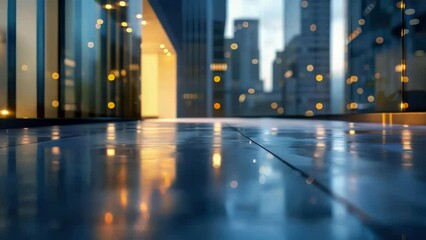 Canvas Print - City skyline with reflection of lights on ground