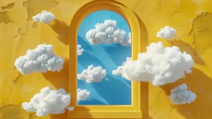 Canvas Print - window with view of sky and clouds