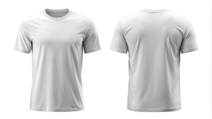 Blank T Shirt color white template front and back view on white background
