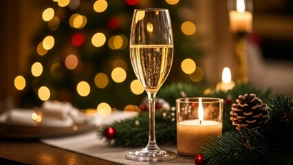 Sticker -  Toast to the festive season with a glass of bubbly