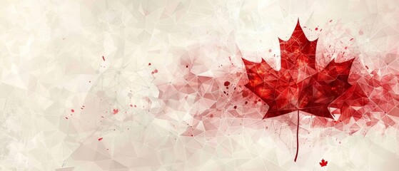 single red maple leaf on a white background with red splatters.