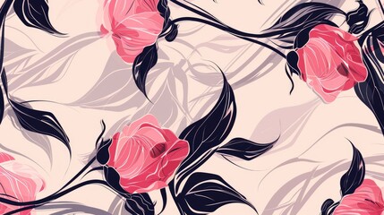 Wall Mural - Floral background featuring a seamless pattern of abstract elegance