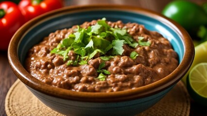 Wall Mural -  Delicious Mexicanstyle beans with cilantro garnish