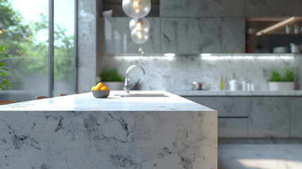 Wall Mural - Marble stone countertop on kitchen interior background