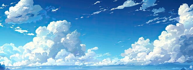 Wall Mural - Observing a blue sky adorned with white clouds, a beautiful natural landscape