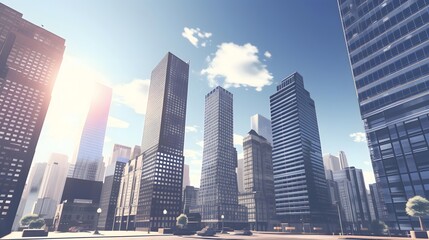 Wall Mural - Modern skyscrapers in the city. Panoramic banner.