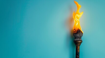 Wall Mural - torch with a flickering flame and charred hand 