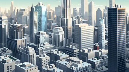 Wall Mural - Panoramic view of modern city. 3d render illustration.