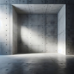 Poster - Abstract empty, modern concrete room with spot light shining down on the back wall and rough floor industrial interior background template