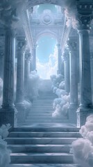 Poster - Ethereal Levitating Entrance to the Divine Realm in a Dreamlike Cinematic Style