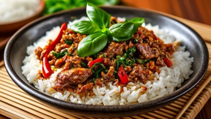 Sticker -  Delicious Asianstyle stirfry with rice and fresh herbs