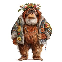 Wall Mural - Orangutan modern boho fashion