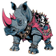 Wall Mural - Rhinoceros punk fashion