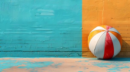 Wall Mural - **Subtle shadow of a beach ball on a wall with a solid background