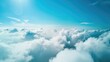 © CreativeBro - Beautiful aerial view of nature with white clouds and blue sky captured from a drone on a sunny day from high altitude in the front perspective