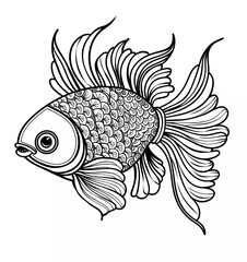Wall Mural - coloring pages for adults, goldfish with mandala motifs on their bodies, thick lines,