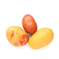 Poster - Fresh raw potatoes on white background